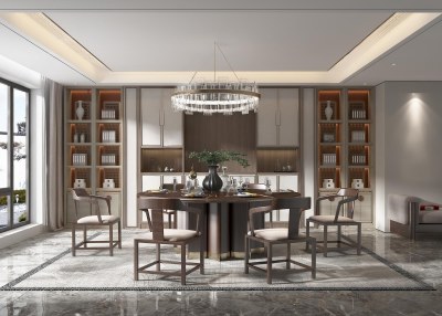 新中式餐厅3D模型下载